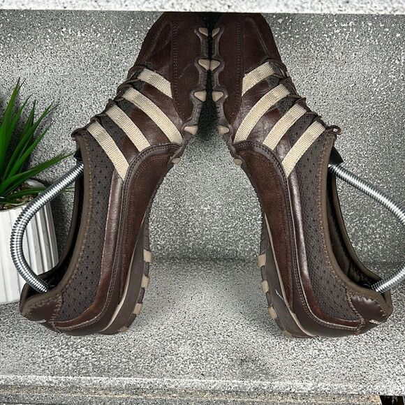 Sketchers Bikers Dream Come True Brown Leather Shoes Slip Ons Size 11 - Picture 5 of 7